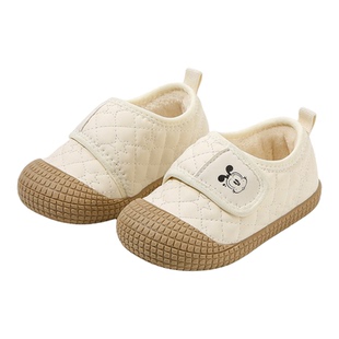 巴布豆学步鞋冬季加绒小童棉鞋女童软底防滑女宝宝鞋婴儿鞋0一3岁