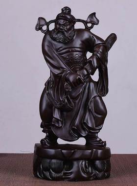 黑檀实木雕刻天师福神钟馗像花梨摆件家居客厅招财镇宅风水工艺品