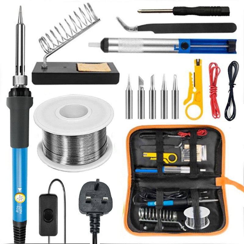 16件套内热60W调温电烙铁家用维修焊接工具包跨境工具套装焊接