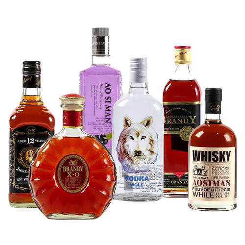 6瓶洋酒套装组合伯爵威士忌700ml伏特加白兰地调酒基酒鸡尾酒XO