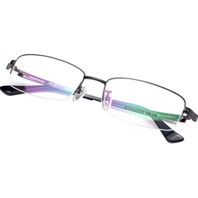 超轻成品商务半框纯钛近视眼镜