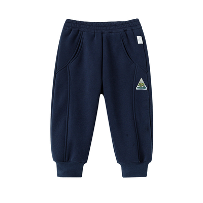 儿童加绒裤子秋冬男童一体绒运动裤2025新款男孩冬季束脚休闲长裤