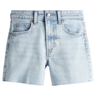 HM女装牛仔裤春季高腰直筒潮流休闲毛边慵懒时髦辣妹短裤1220489