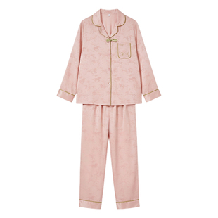 韩蜜蜜书香仿真丝国风家居服春季水光印花小众淡雅古风睡衣套装女