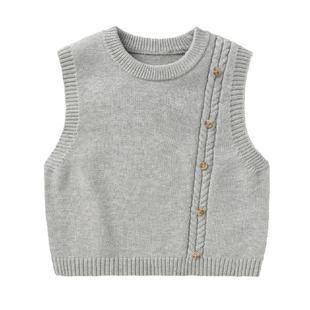 右欧男童毛线马甲女童针织背心洋气春秋季新款童装儿童学院风毛衣