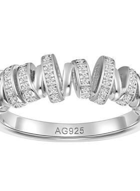 不规则扭扭戒指立体感低调个性优雅法式风情925银镀金缎带戒指