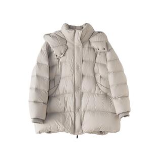 AS显瘦羽绒服女25冬季新款中长款连帽立领宽松保暖罗口防风外套