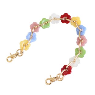 叉子手工夏日新品亚克力小花时尚女包替换包带单肩手拎链条带子