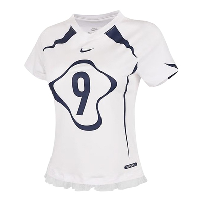 Nike耐克短袖女夏新款复古数字印花蕾丝边刺绣运动T恤II1950-100