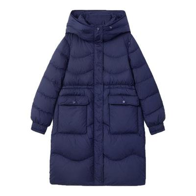 诗梦藏青色长款羽绒服