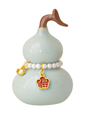 创意陶瓷葫芦摆件家用吉祥玄关装饰品办公室桌面摆件乔迁礼盒套装
