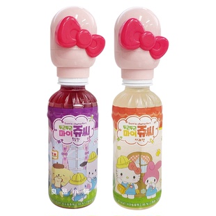 3瓶包邮 开盖有惊喜!韩国Sanrio三丽鸥联名苹果葡萄味饮料食玩