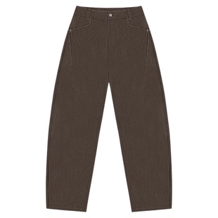 HONORE古月 3D立体裤包斜线分割调感 复古阔腿 做旧百搭水洗裤