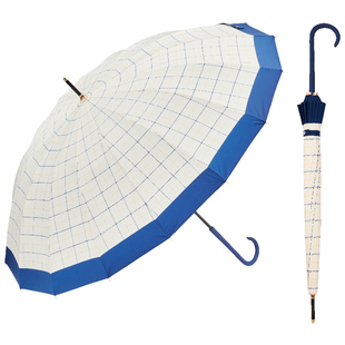 日本Waterfront长柄雨伞16骨开花式抗风雨伞女加大加固晴雨两用