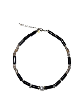 waki孤独星球黑色串珠项链锁骨链