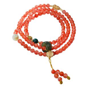 2026新款天然南红玛瑙手串女款108颗配和田玉跑环手链马年礼物