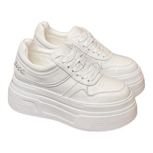 高级感平底厚底增高8cm小白鞋女款真皮2026新款春夏轻便韩版百搭