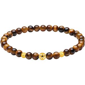 周六福黄金手串女款虎眼石木变石定价小铜钱足金招财手串礼物官方