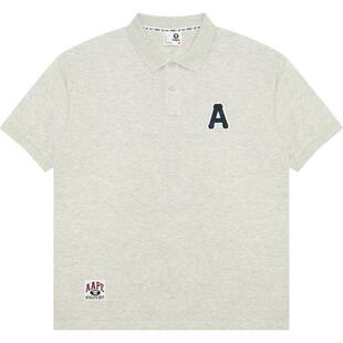 Aape旗舰店男装春夏字母迷彩徽章潮流简约休闲POLO衫1654XAO