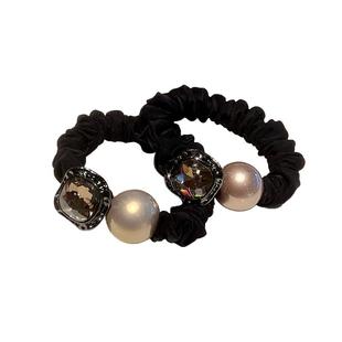 高级感东大门新款水钻珍珠大肠发圈气质马尾发绳扎丸子头皮筋头饰