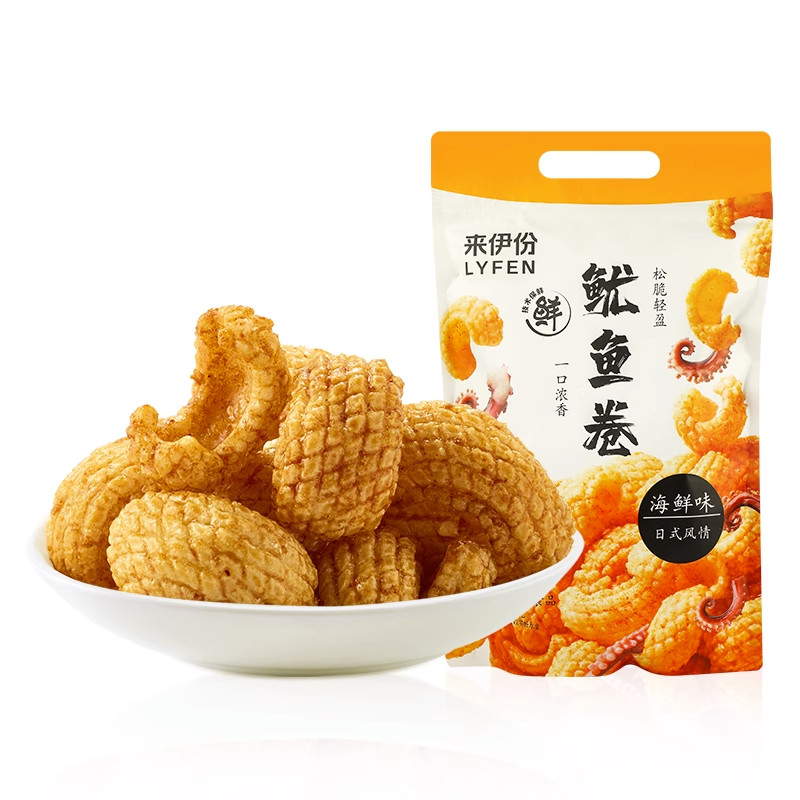 来伊份鱿鱼卷188g膨化食品大袋装下午茶小吃办公室休闲零食来一份