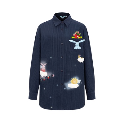 THEA 买手店1TROP FORT 25早秋新款休闲立体硅胶兔灯芯绒外套衬衫