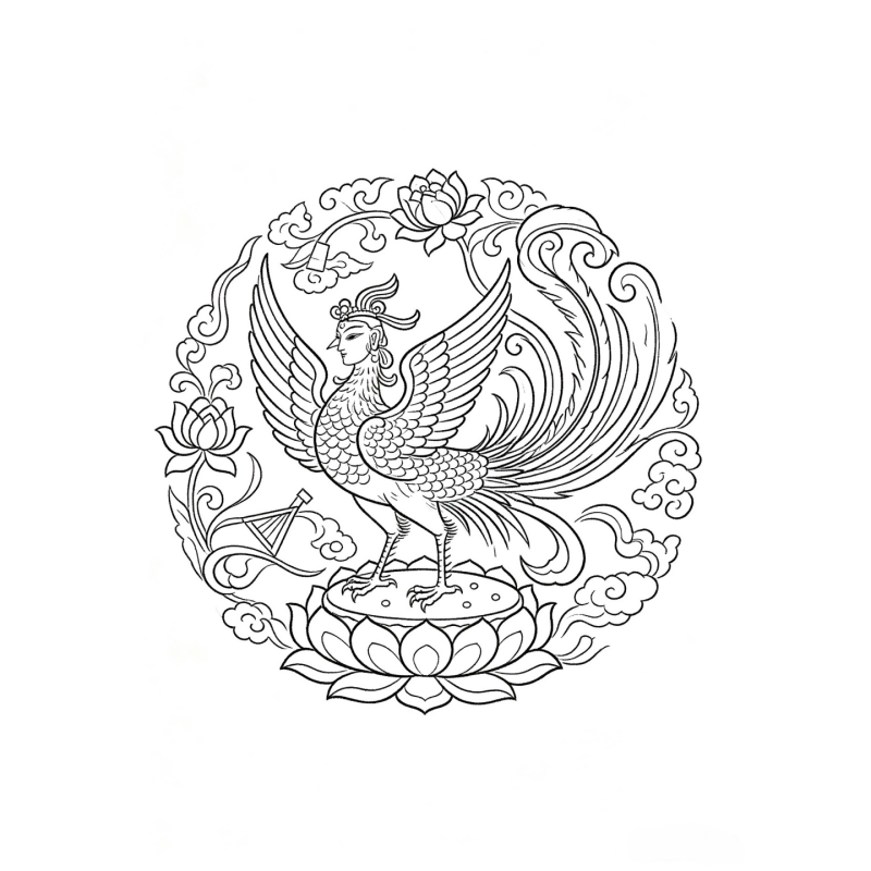 A4敦煌飞天国风图案水溶布