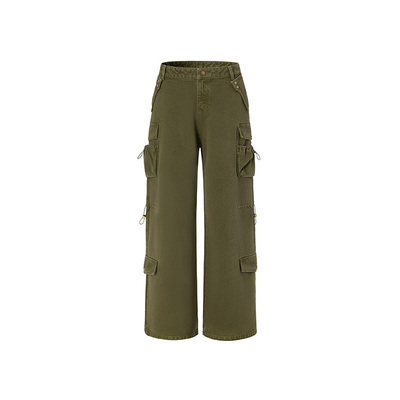 LEDIMWANG多口袋军旅风牛仔裤女