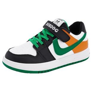 巴布豆儿童滑板鞋男童运动鞋秋冬款百搭新款皮面防水低帮男孩鞋子