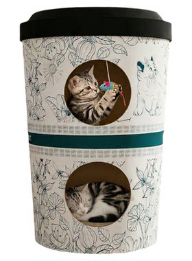 猫抓板猫窝双层猫别墅咖啡杯