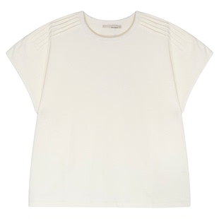 BUCH WEAR T恤女2025年夏季新款纯色棉质褶皱短袖上衣572601