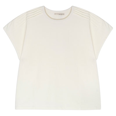 BUCH WEAR T恤女2025年夏季新款纯色棉质褶皱短袖上衣572601