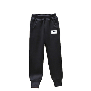 纯棉女男童春秋休闲运动裤儿童束脚女童加绒裤子加厚长卫裤子薄绒