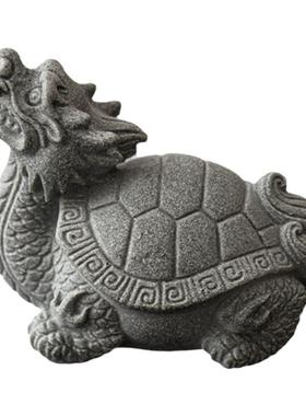 晨翔龙龟玄武青砂石乌龟茶宠摆件
