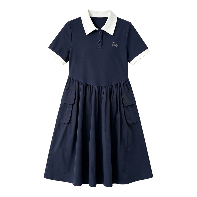 女童夏季学院风POLO连衣裙
