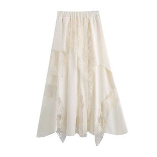 白色半身裙重工不规则蕾丝花边蛋糕裙秋季女大码设计感a字超长裙