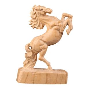 桃木马摆件木雕原色无漆十二生肖马手把汽车属相马吉祥物饰品家居