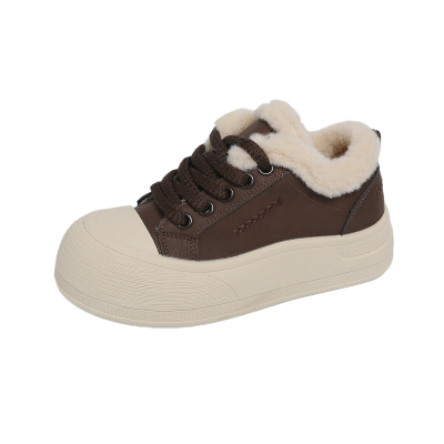 白鹿同款真皮厚底毛毛板鞋女