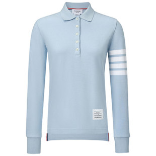 THOM BROWNE 男女同款四条纹棉质长袖POLO衫