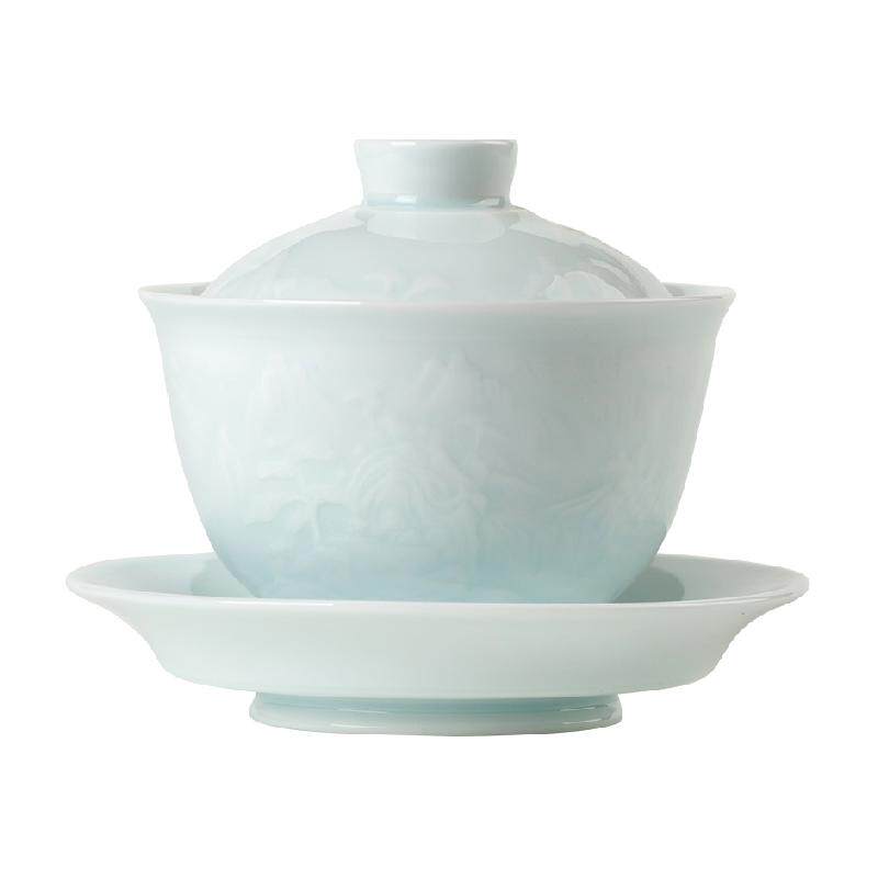 景德镇中国色陶瓷2026泡茶杯三才盖碗茶杯单个高档功夫茶具新款