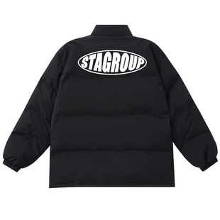 STA 潮牌logo胶印重磅宽松男女保暖立领棉衣棉服冬季加厚情侣外套