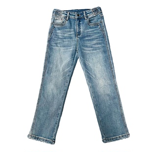 冬季新款时尚高腰加绒加厚牛仔裤女士直筒裤九分裤显瘦百搭烟管裤