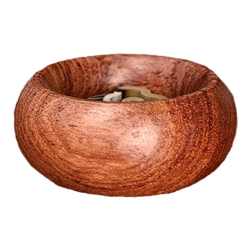 花梨木圆形小香炉木质便携小香座办公室檀香炉室内创意祥云沉香炉
