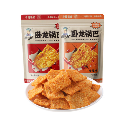 卧龙大米锅巴零食麻辣爆辣味小吃