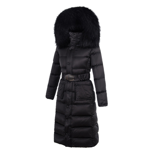 长款羽绒服女长过膝加长加厚黑色大毛领超长超厚防寒新款收腰冬装