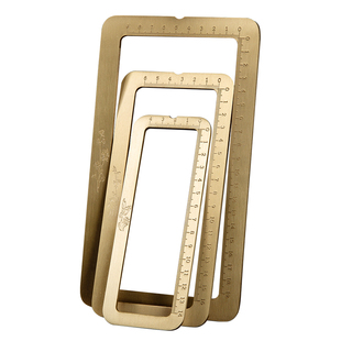 梅林笔庄黄铜镇纸尺书法刻度尺压纸仿圈镇尺实心金属打格神器创意宣纸练字铜镇尺小楷毛笔字高档方框刻度工具