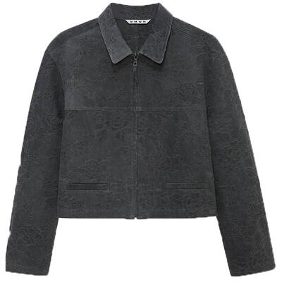 设计感暗纹提花拉链工装夹克wmwm