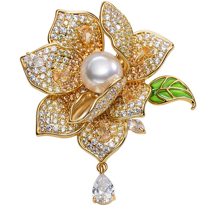 南珠宫牡丹淡水珍珠胸针送女友胸饰简约百搭宴会C-CJZ052HD-J