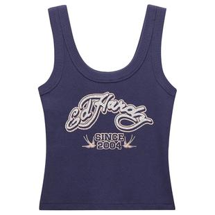 Ed Hardy埃德哈迪2025春季新款拔印烫钻U领女士内搭美式外穿背心