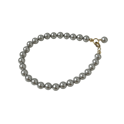 方糖家 清冷银灰14K包金施家正圆强光珍珠手链女小众设计感女